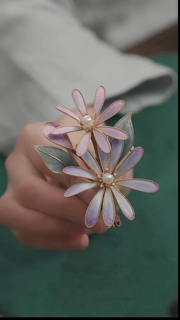 刺绣【高货】湘传礼 桑蚕丝 非遗绒花发夹