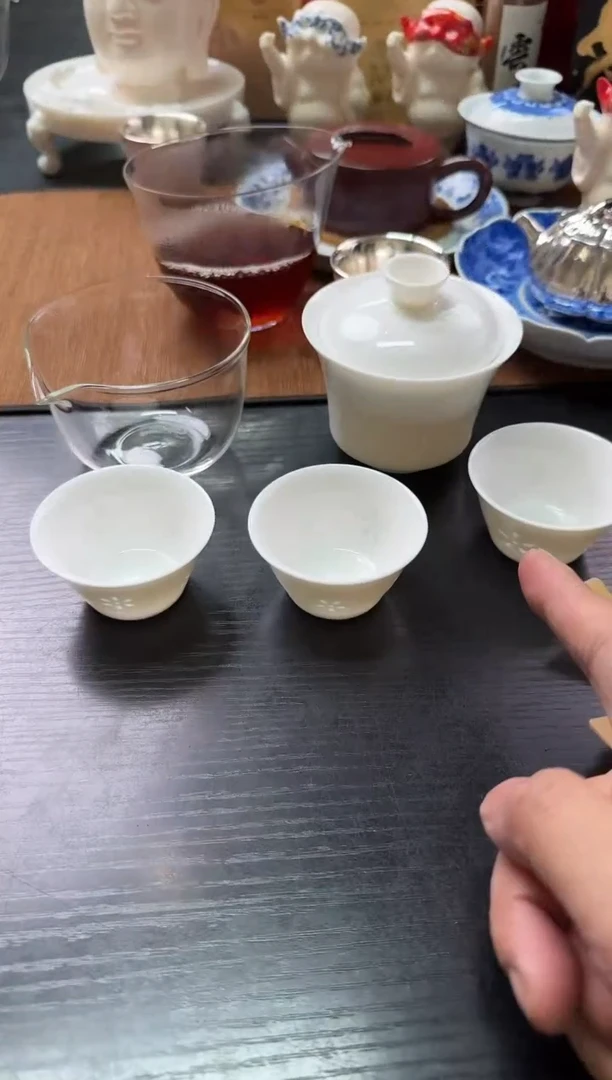 * 白瓷玲珑旅行茶具套装