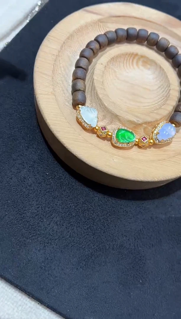 吊坠(不含链)银S925镶嵌翡翠手串