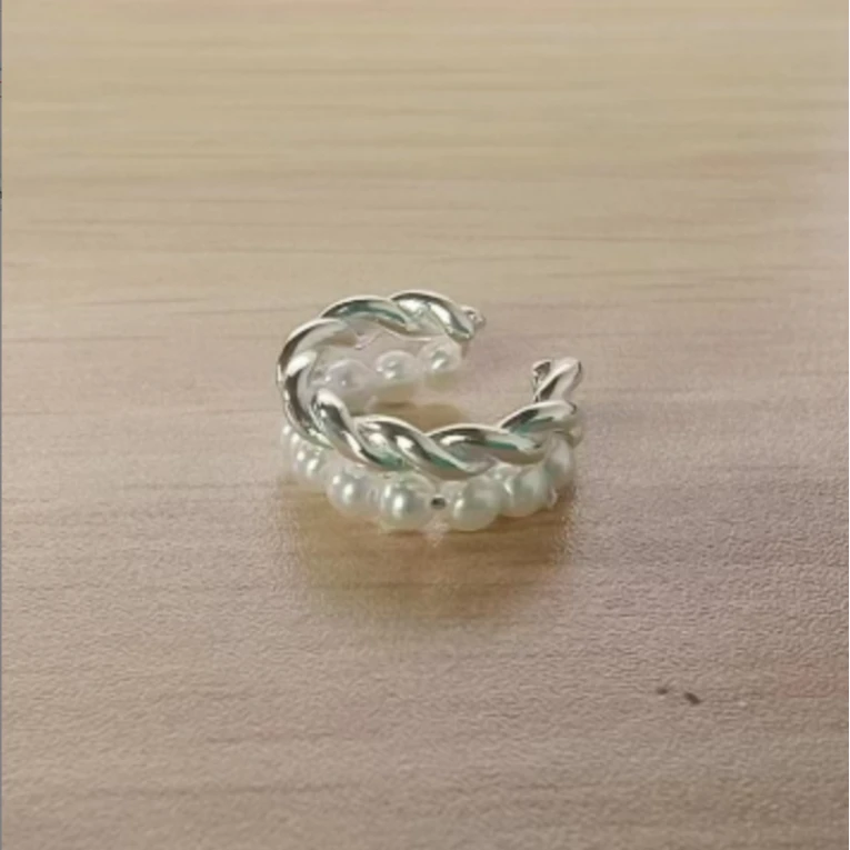 925银耳饰 JIUJIU【珠光宝气】百搭时尚单品耳骨夹银色小众简约