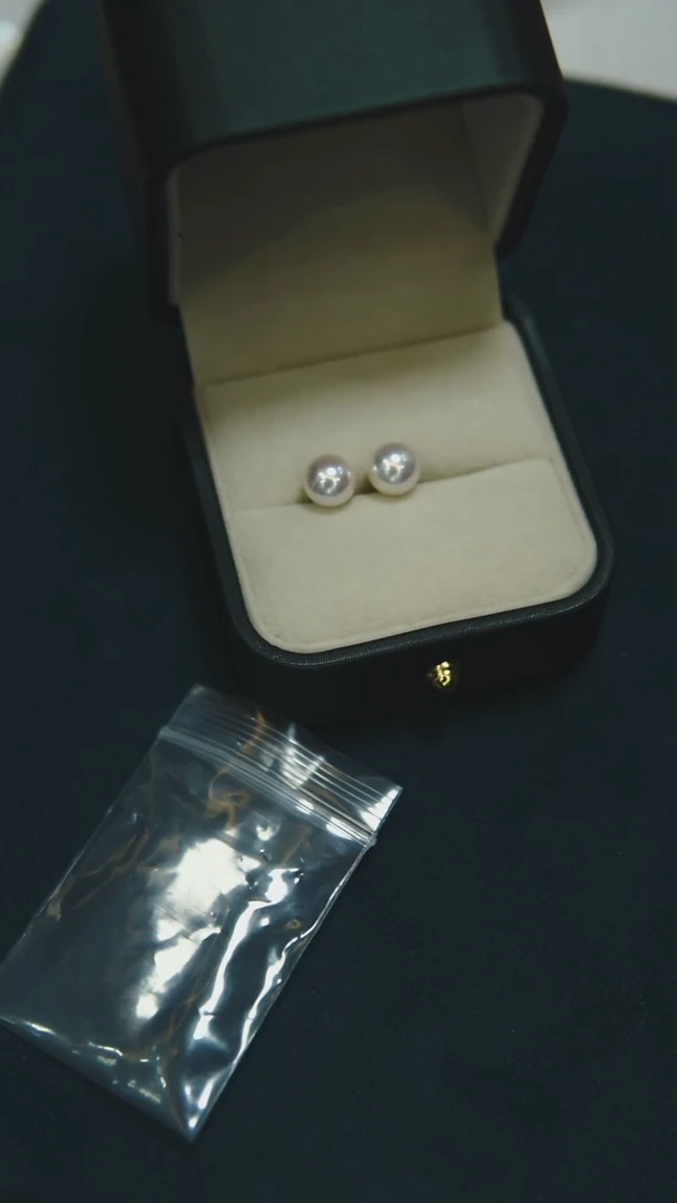 【闪购商品】海水珍珠耳饰未镶嵌AKOYA8-9mm无暇素钉