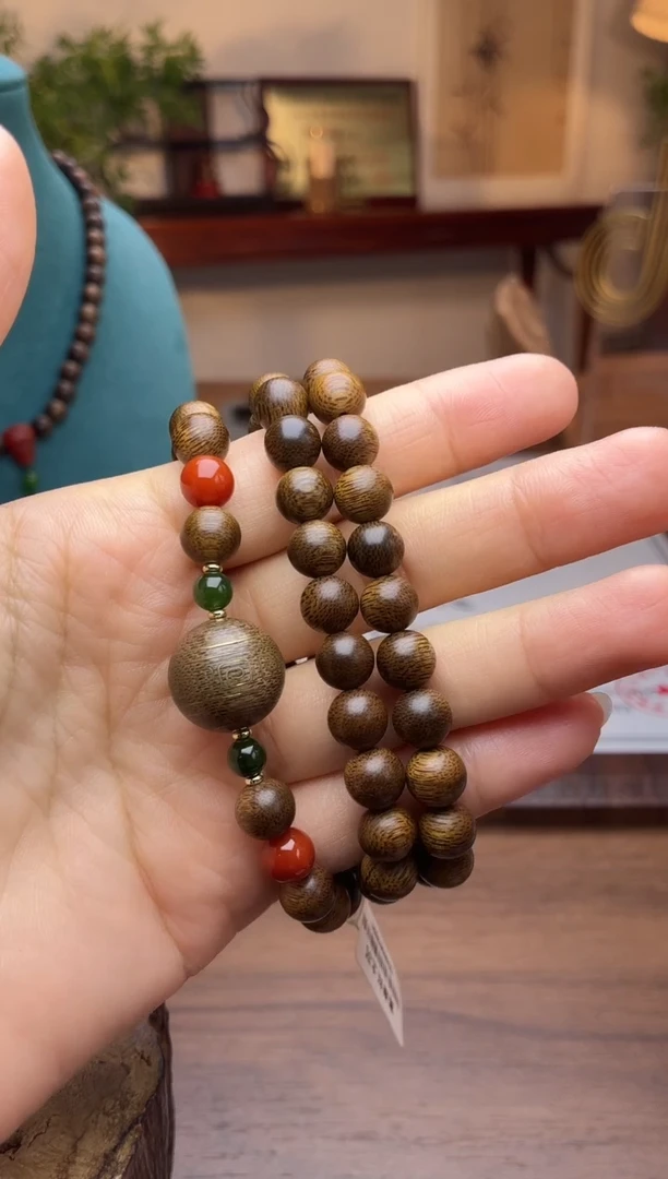 沉香手串沉香【非遗】富森红土铁锈红沉08三圈设计