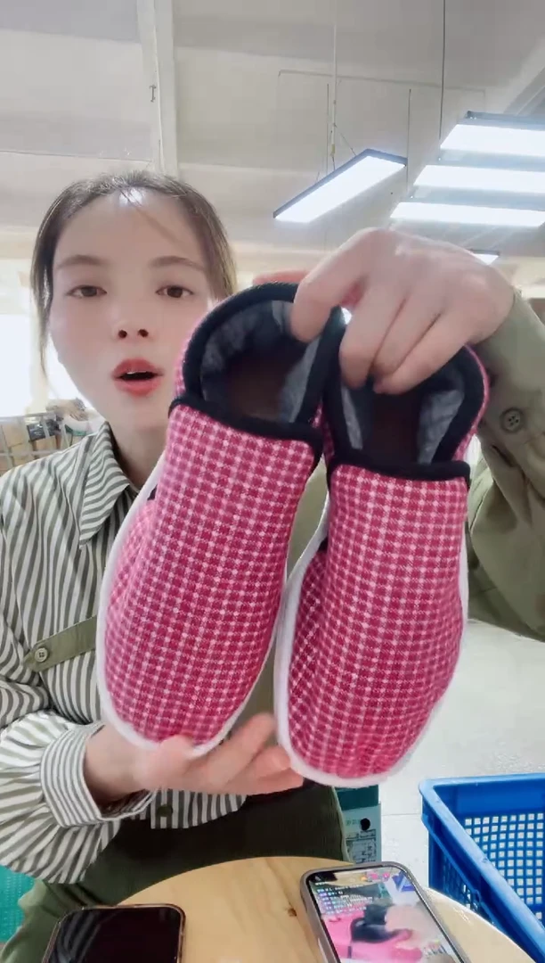 闪购清仓枣红格千层底棉鞋40码35号