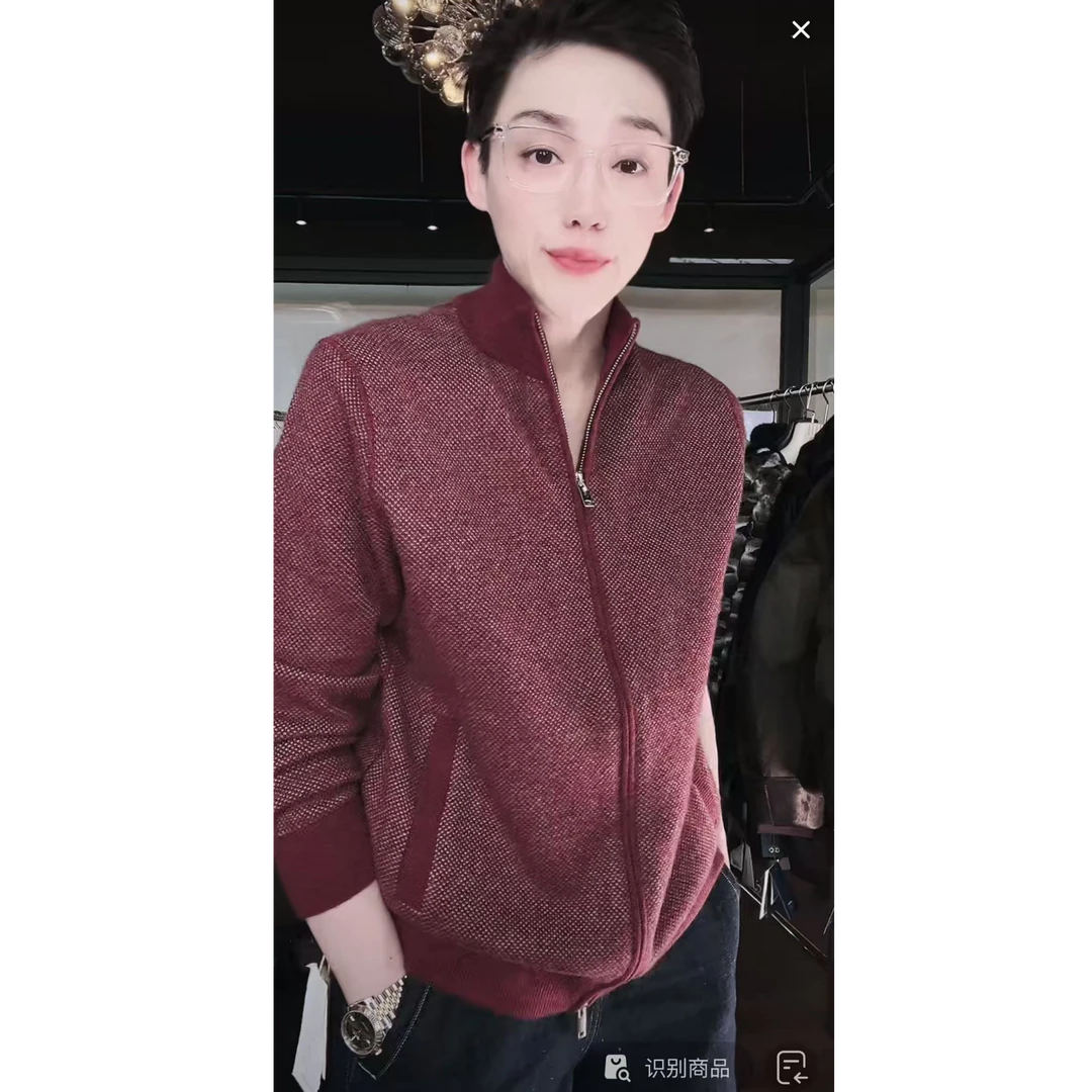 JCLP 纯羊绒 珠地 拉链开衫 半高领长袖 羊绒  KS0055