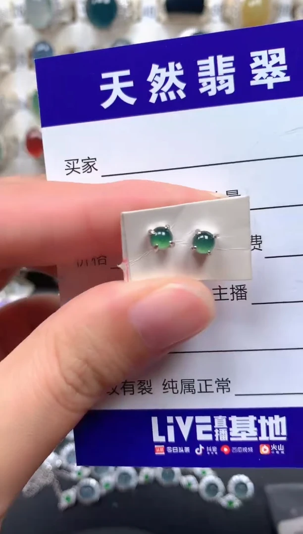银S925镶嵌翡翠耳饰12