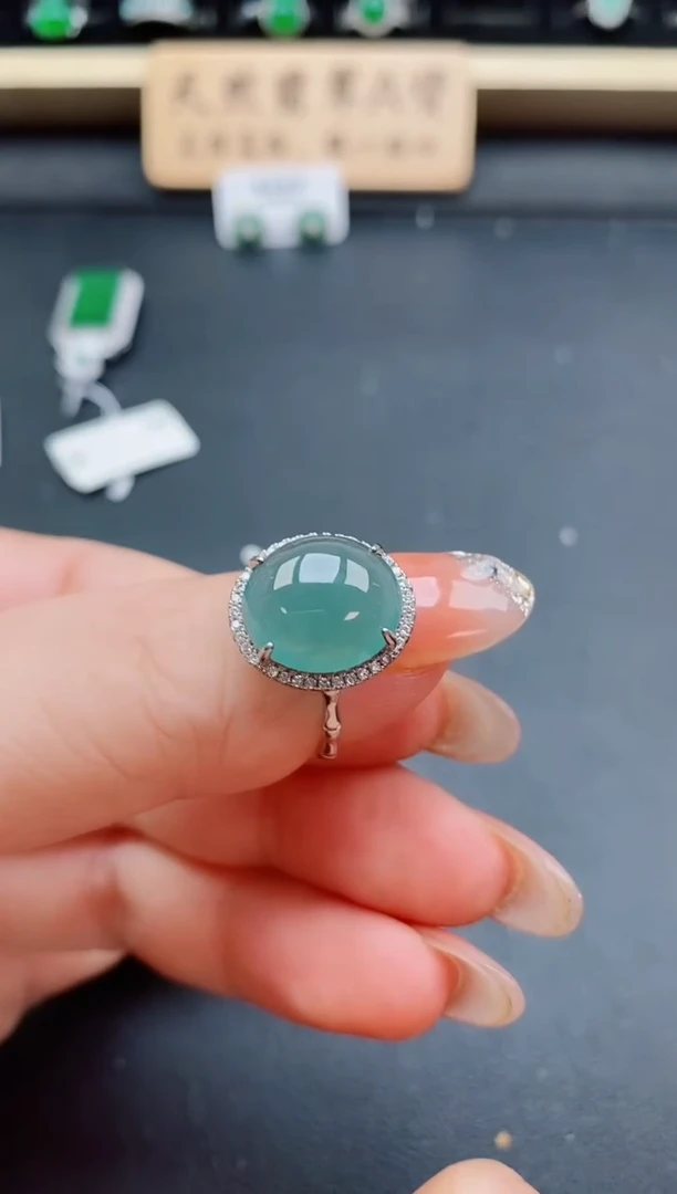 银S925镶嵌戒指翡翠1