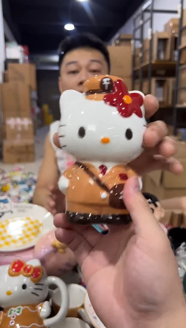 瓷片棕色邮递员kt猫存钱罐