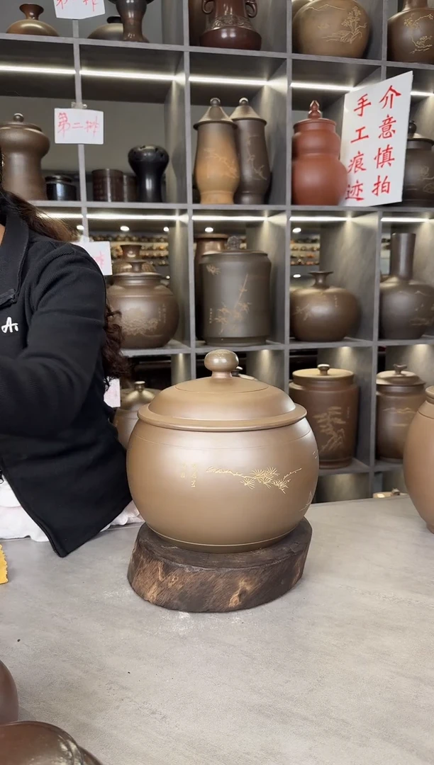 【闪购商品】罐本陶手作泥兴陶手工刻绘罐2.5斤手工痕迹