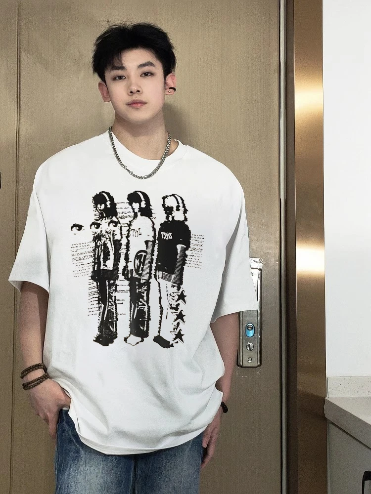 【重磅纯棉】vintage短袖T恤美式简约夏季宽松透气运动休闲百搭潮流