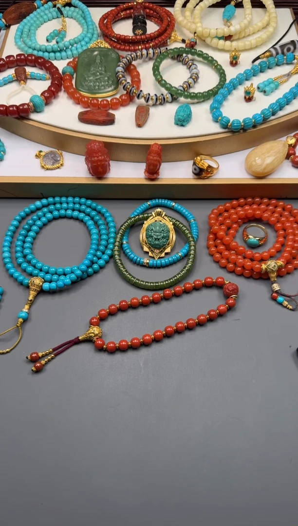 18K金镶嵌绿松石配饰钢*～1