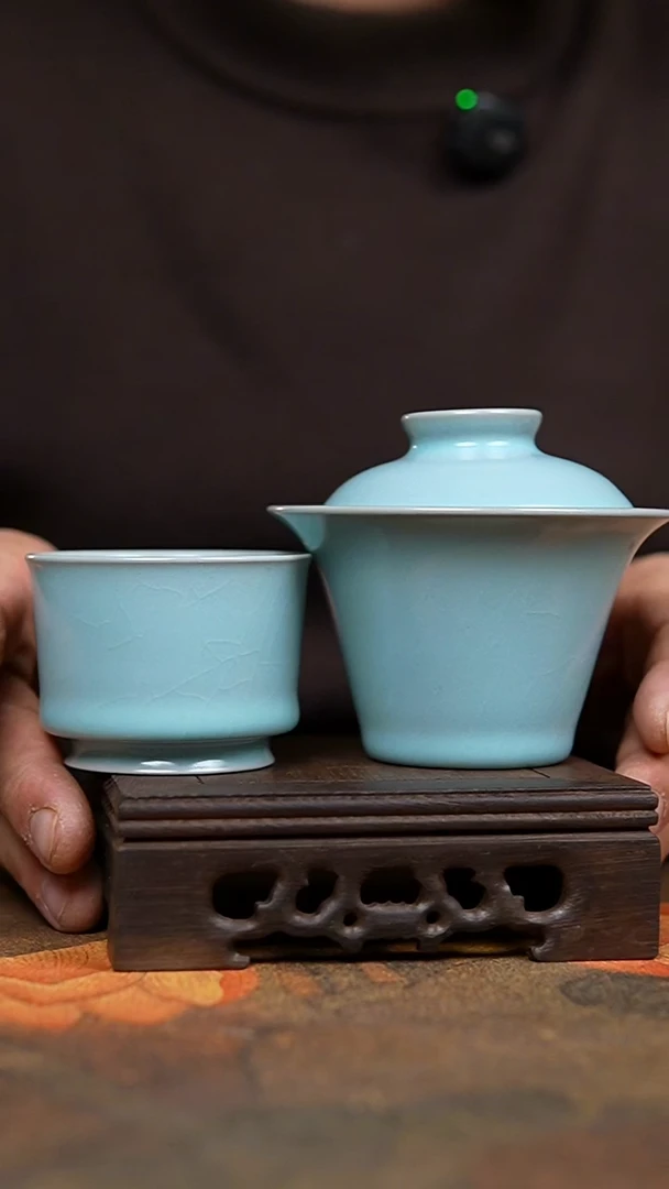 其他仿古宋臻纯手工两才马蹄盖碗＋卷足容天杯福利