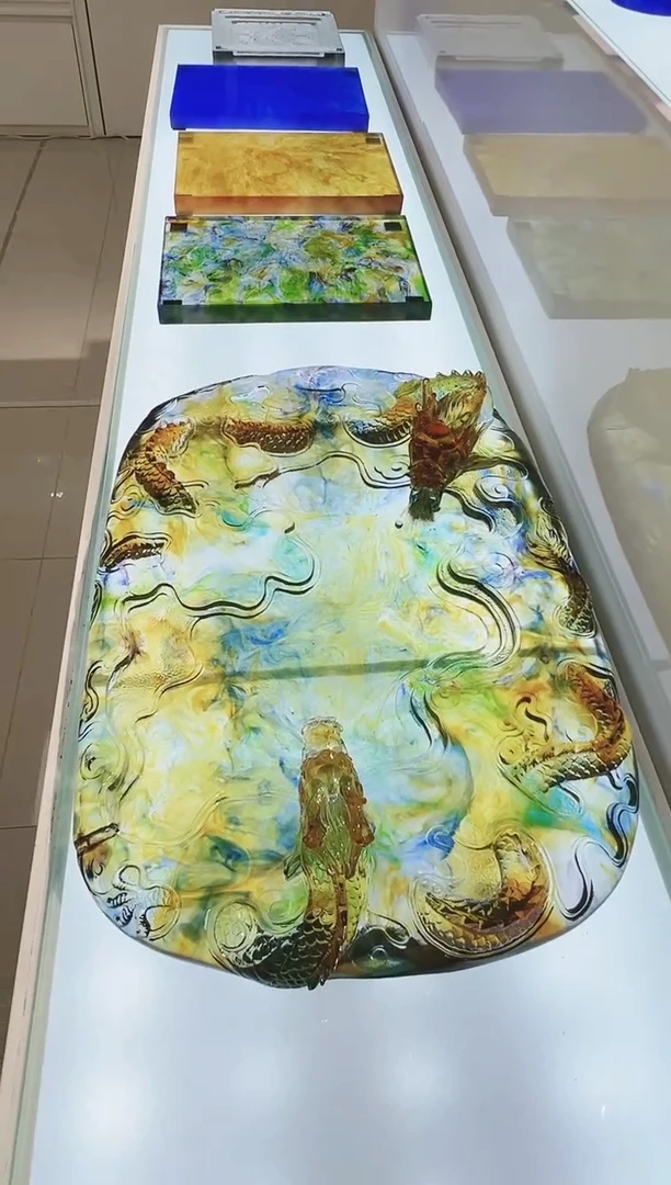 手工艺品琉璃古法琉璃双龙戏珠