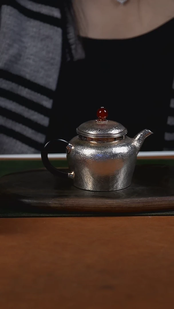 手工锤纹熊猫泡茶壶