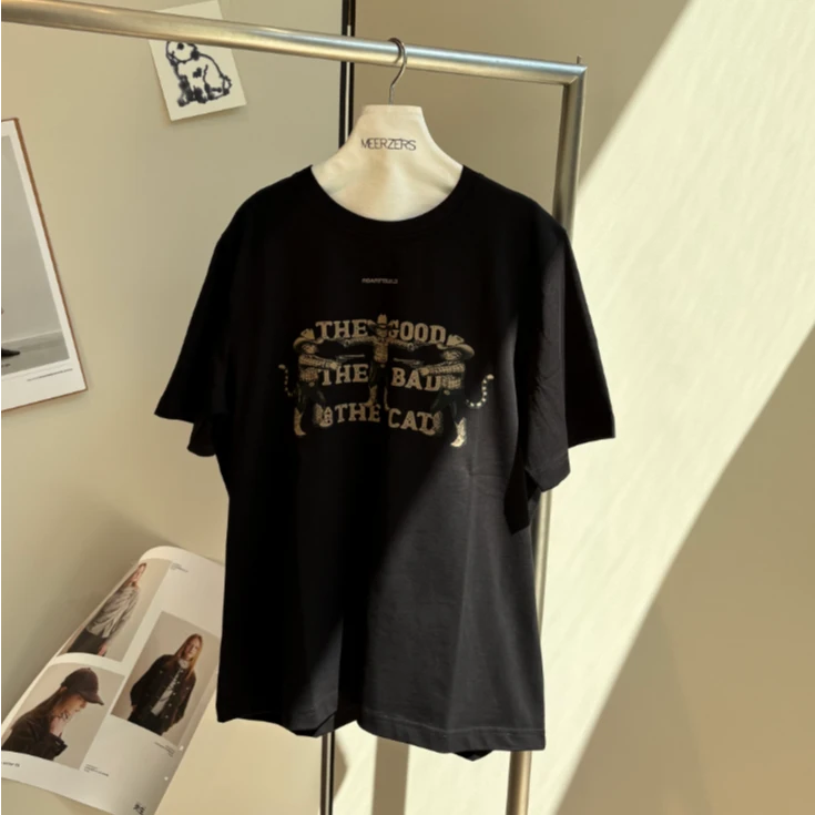 【茉舍】黑色KittenWarriors短袖MRW262422-629