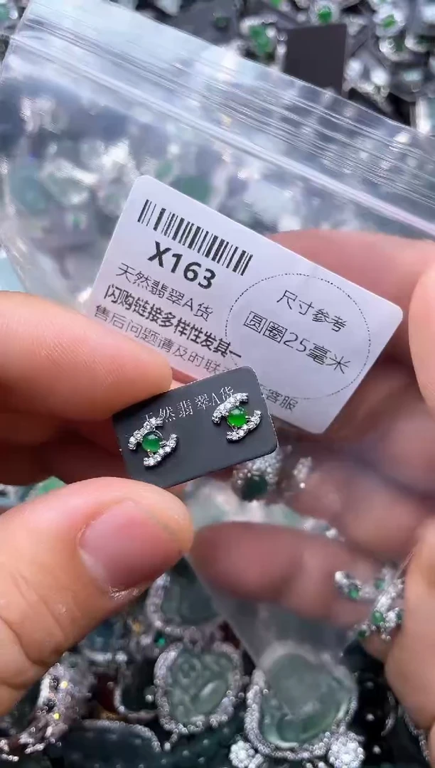 【闪购商品】翡翠颈饰未镶嵌X163耳钉