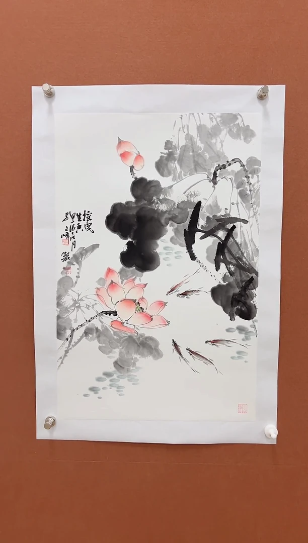 国画李文峰四尺三开花鸟