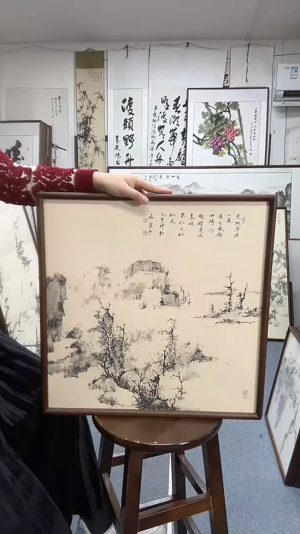 国画尺寸52*52实木画框京东包邮手绘