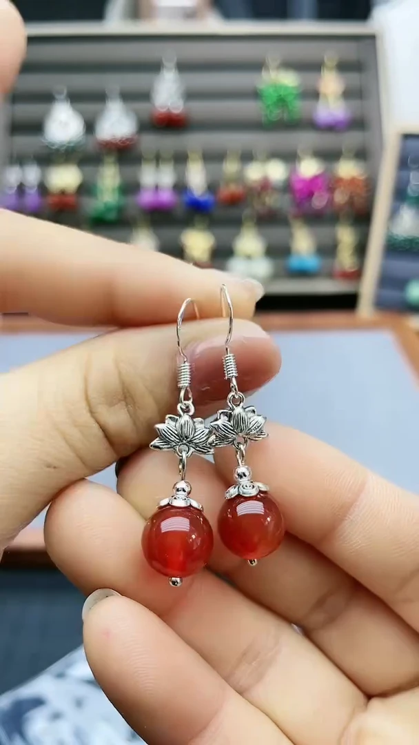 【闪购商品】南红玛瑙耳饰银S925镶嵌331500