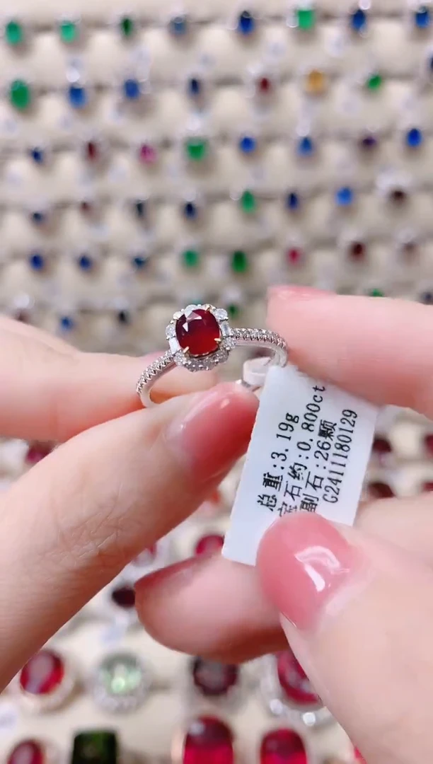 18K金镶嵌18K金戒指红宝石1