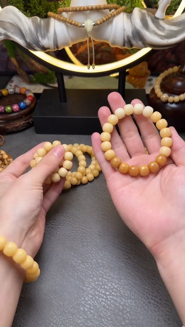 手串菩提根/象牙果干磨渐变高钙奶10*11