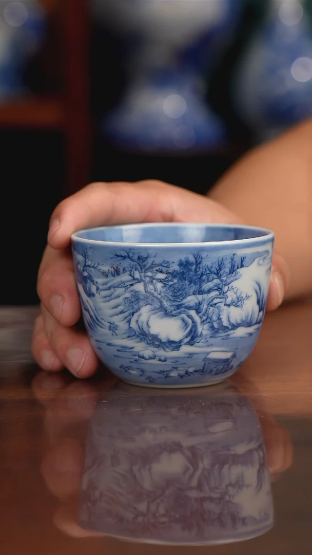 景琳藏青花北派山水