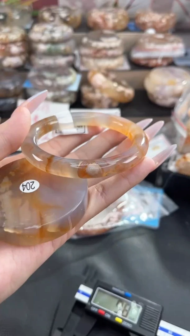 未镶嵌手镯石英质玉天然樱花玛瑙手镯（镯心赠品不保证完美）59