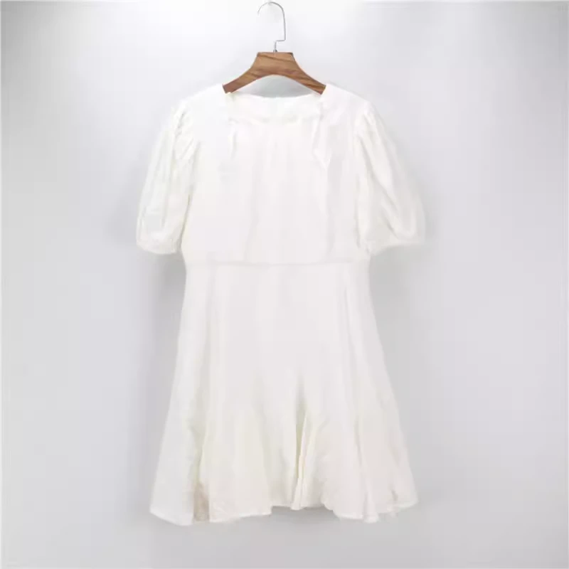 町家剪标韩版夏2022新款复古优雅蝴蝶结短袖显瘦连衣裙C5FAB2401