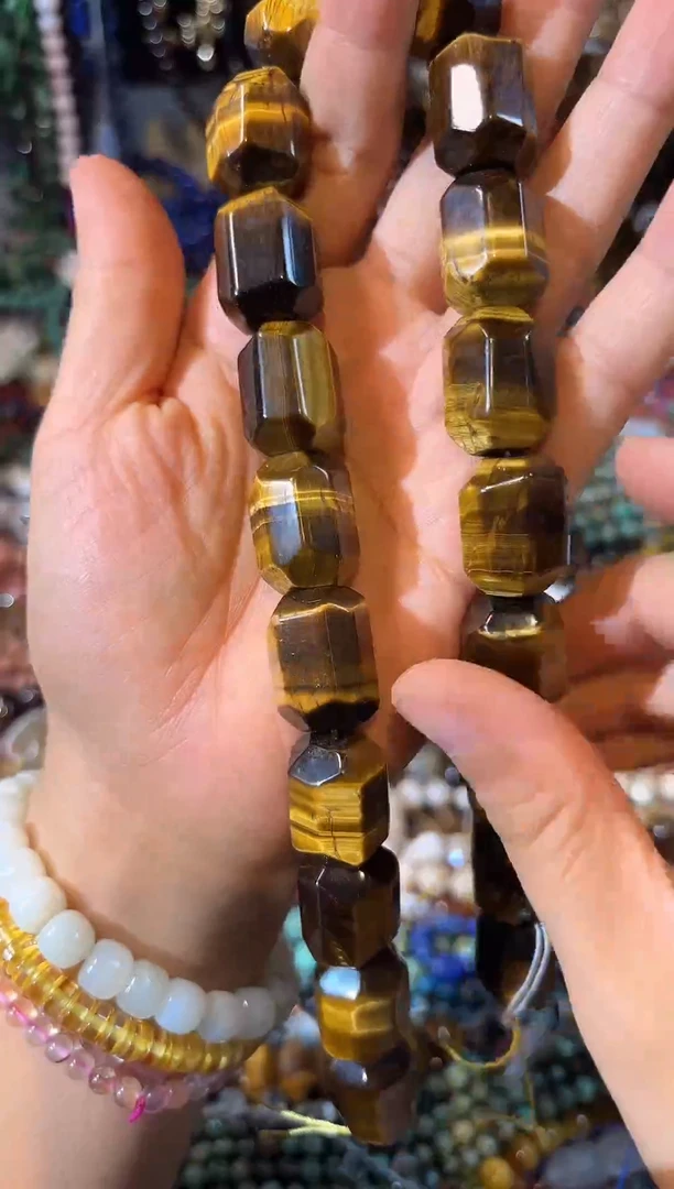 合金查罗石珠宝半成品虎眼切面一条15*20