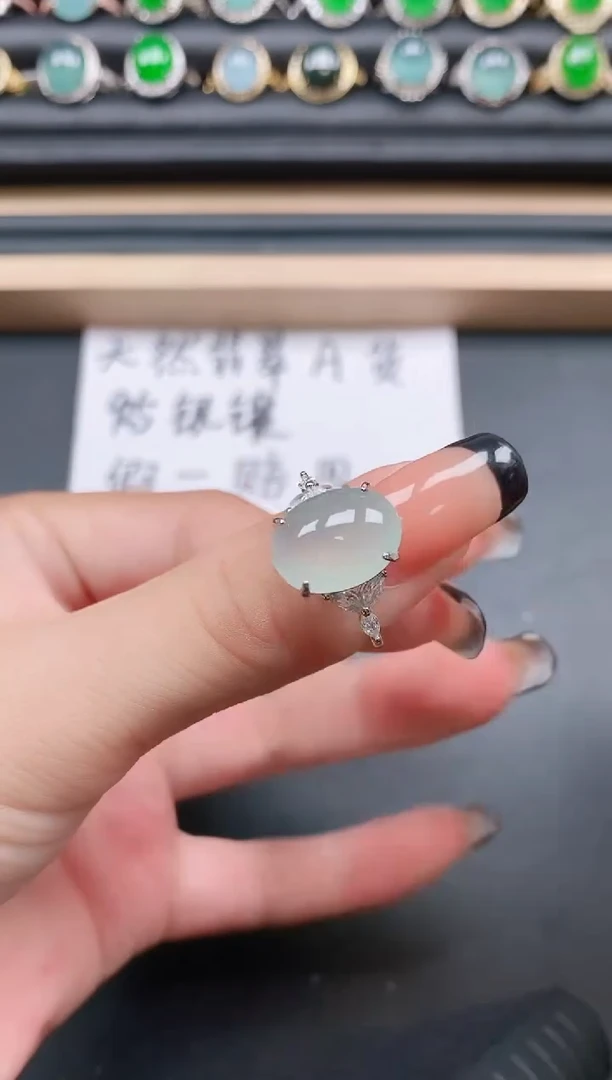翡翠戒指银S925镶嵌111111