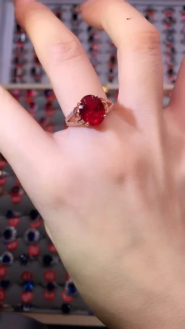 【闪购商品】红宝石戒指银S925镶嵌1111