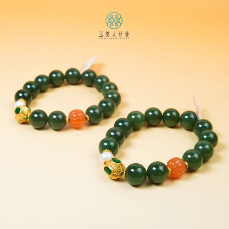 石惑珠宝·和田玉单圈手串约12mm多样性发一