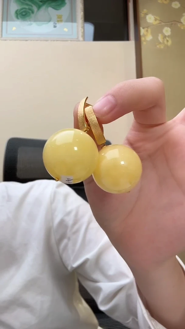 琥珀未镶嵌耳饰耳环