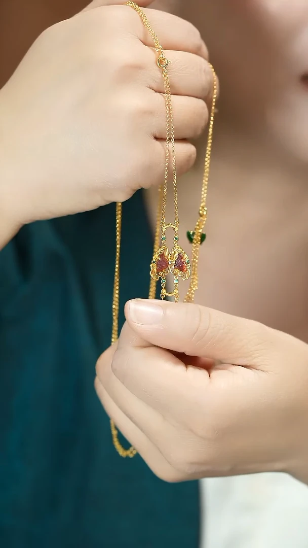 银S925镶嵌颈饰碧玺项链