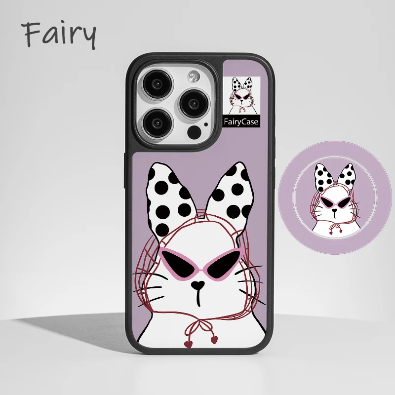 墨镜兔兔适用苹果16promax手机壳iphone15新款14全包13磁吸可爱