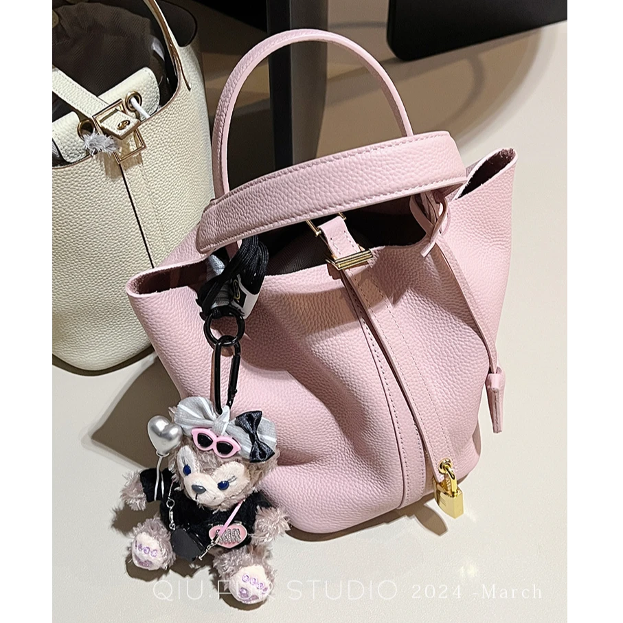 【824#编码】2025新款牛皮菜篮子大容量水桶包时尚小众斜挎休闲小包