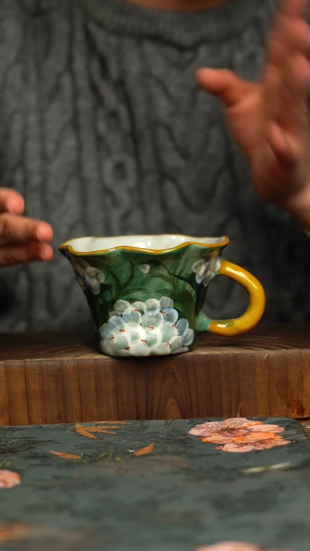 杯釉下彩手工手绘同款陶器
