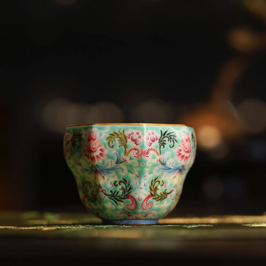 【珽珽溯源】溢珍堂 内松石绿八方杯120cc 瓷器茶周边
