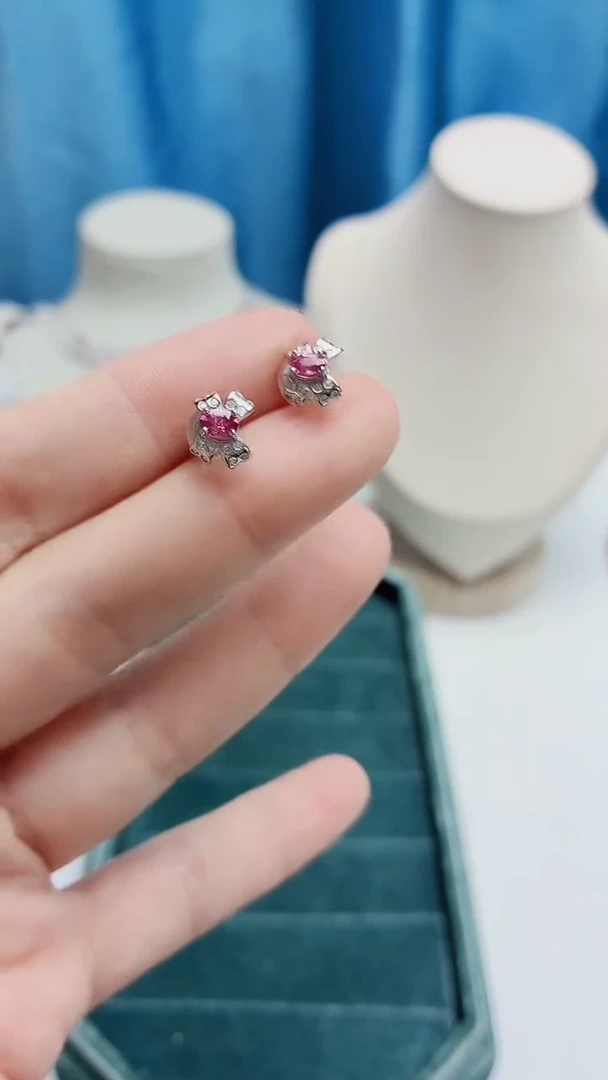 银S925镶嵌耳饰碧玺1110ZB677产品一个（多样性）