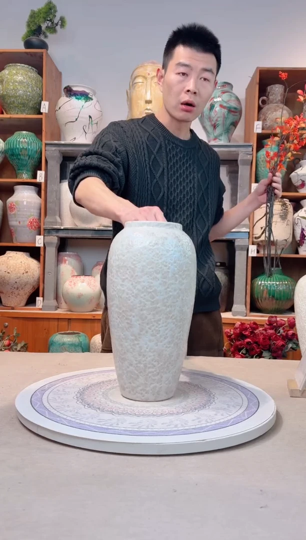 瓶陶瓷花瓶 无花 茶白 大号