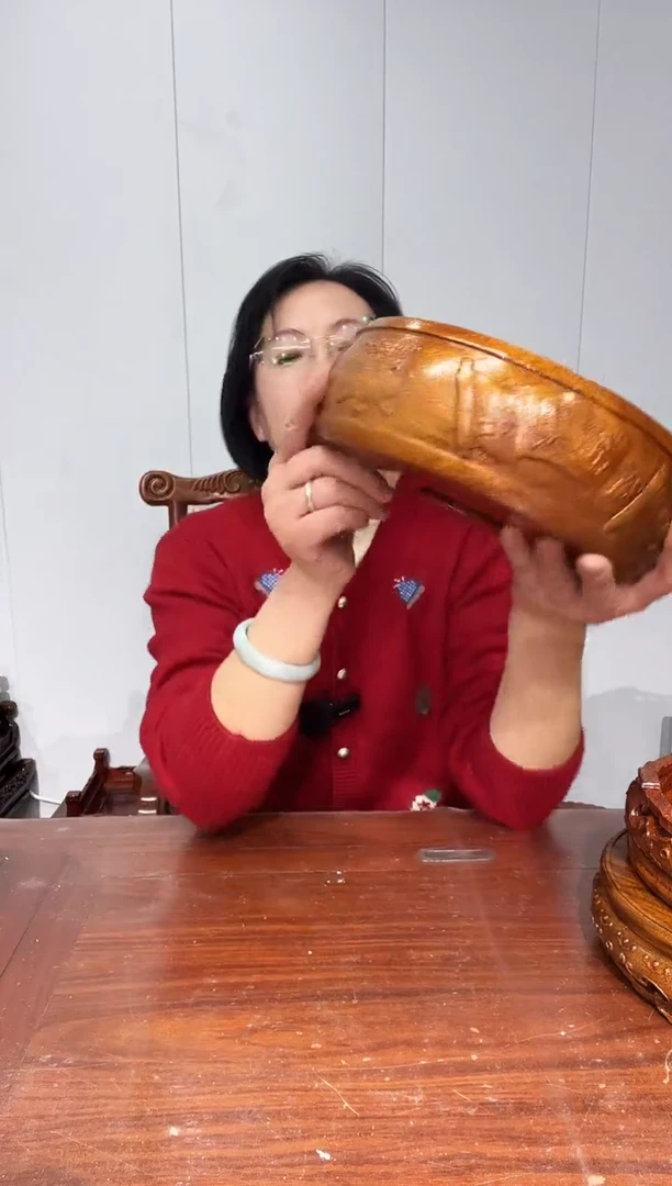 木小*瑕疵处理老花圆形21.5*24*8招财进宝