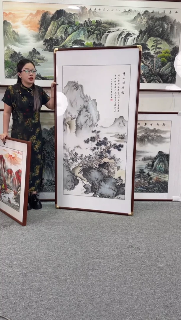 国画归山隐居图168*86手绘国画（红花梨）