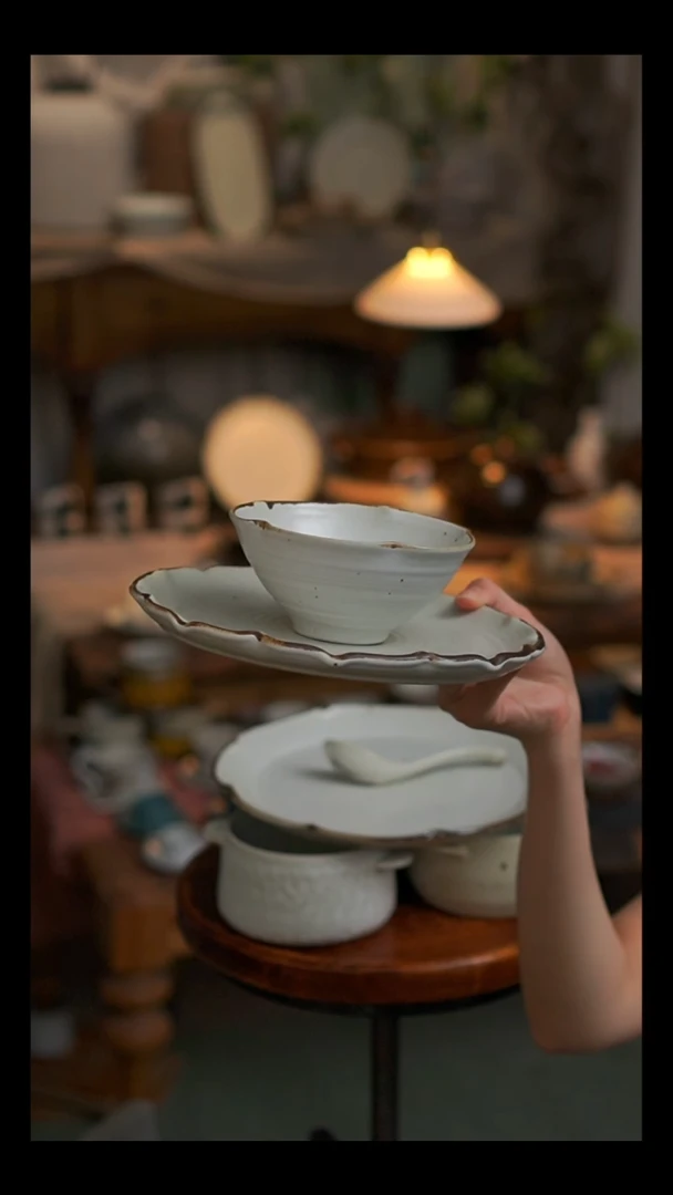 陶土听溪陶瓷工作室 盘1个 碗1 个
