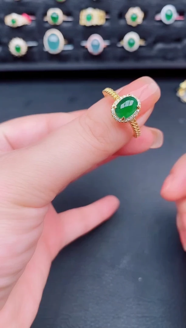 翡翠戒指银S925镶嵌天然a货翡翠21