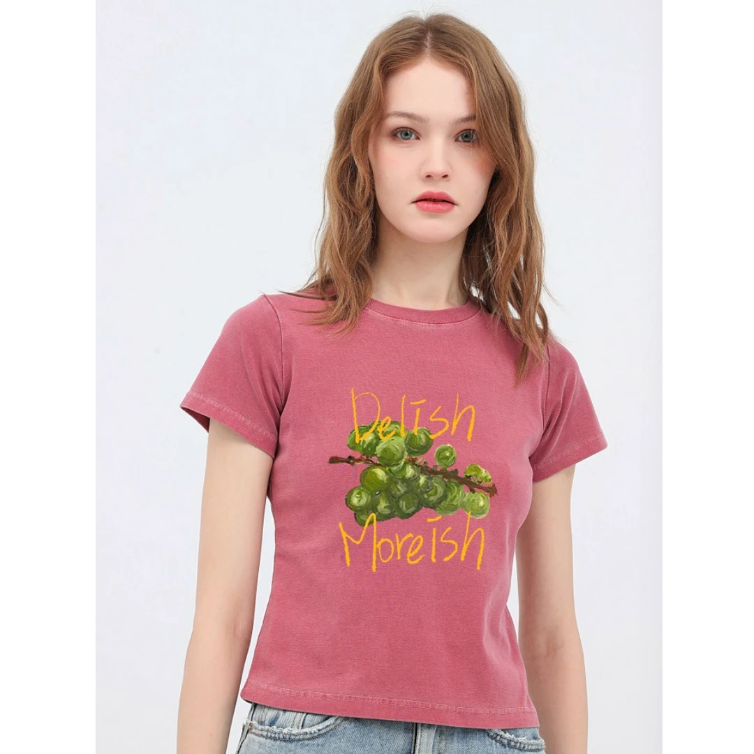 Alba  sueño【多肉青提】2025新款夏季潮牌设计款印花短袖原创t