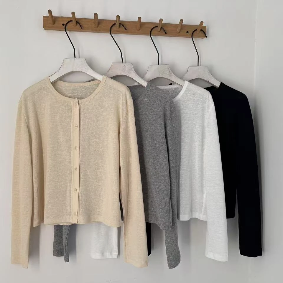 FUJIA STYLE新款气质百搭休闲简约纯色长袖开衫M6800