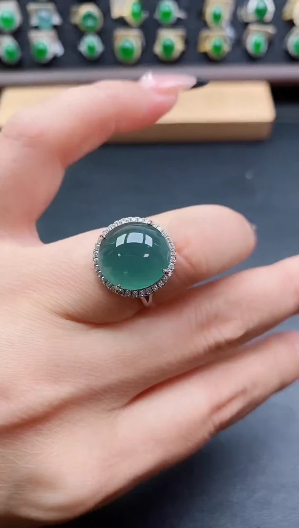 银S925镶嵌戒指翡翠1