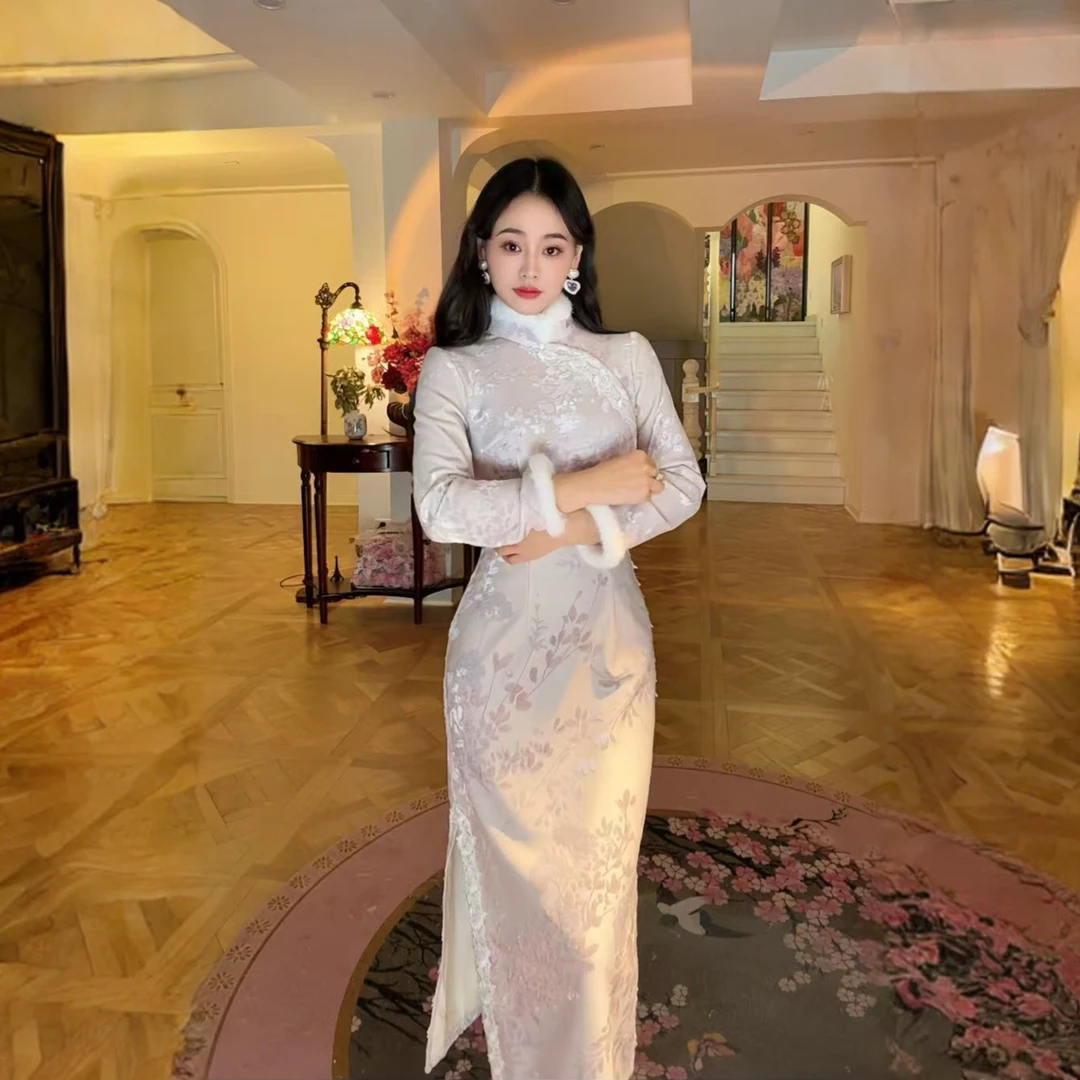 苏故里【锦瑟流年】修身秋冬文艺显瘦新中式日常旗袍气质衣长120