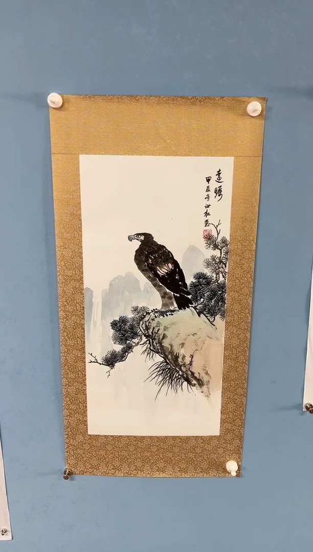 国画此***年安汝杠松鹰图