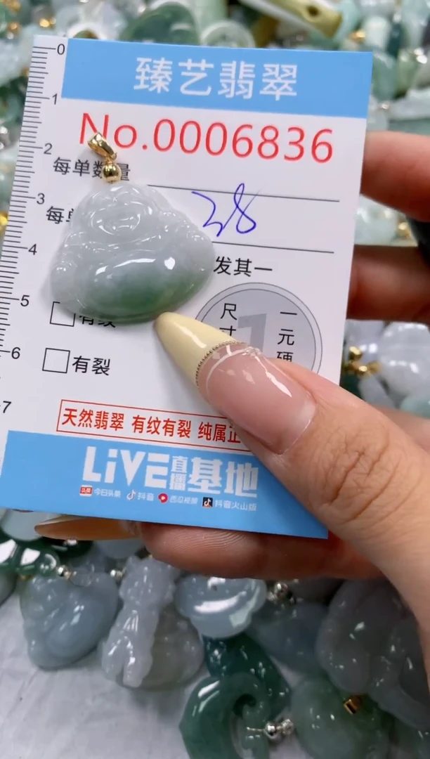 翡翠未镶嵌颈饰含绳0006836