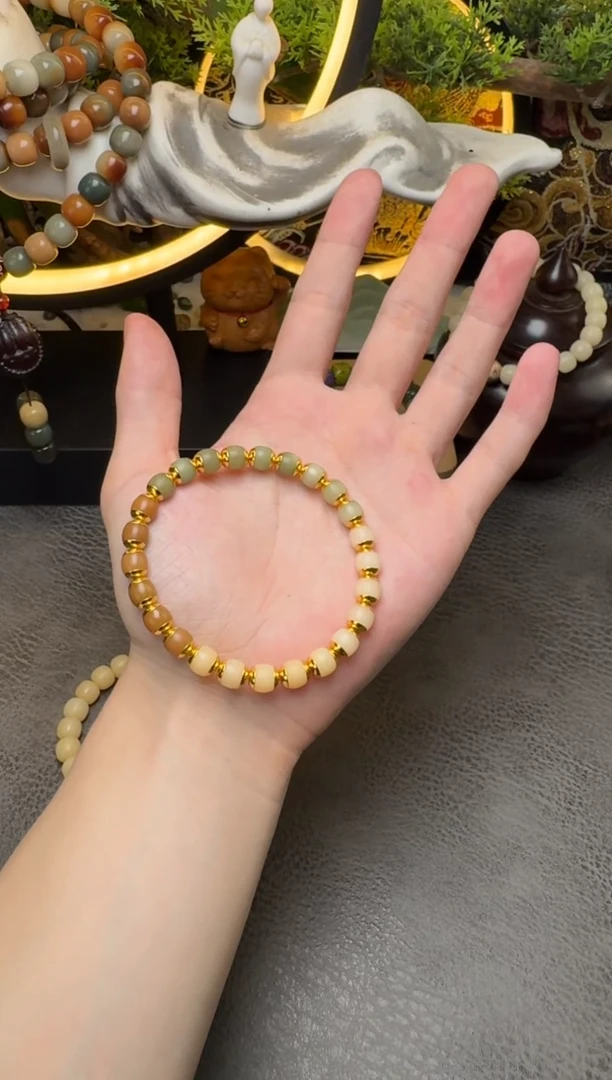 菩提根/象牙果手串干磨四色老型单圈